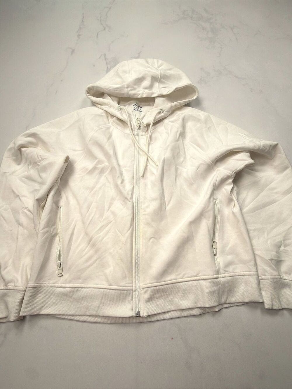Old Navy Active Hoodie Sweatshirt White 2010s Minimalist Streetwear - Mens M